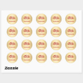 Sticker Rond Faveur de Noël rouge or (Feuille)