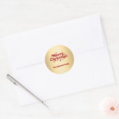 Sticker Rond Faveur de Noël rouge or (Enveloppe)
