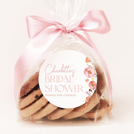 Sticker Rond Faveur de poppies de fleurs sauvages de douche de