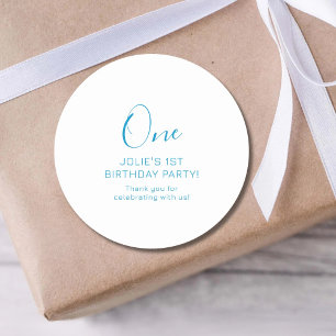Sticker Rond Faveur de premier anniversaire moderne simple 1er