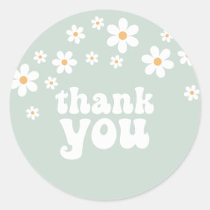 Sticker Rond Faveur de remerciement d'anniversaire florale Retr