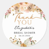 Sticker Rond Faveur de remerciement de citrouille florale d'aut (Devant)