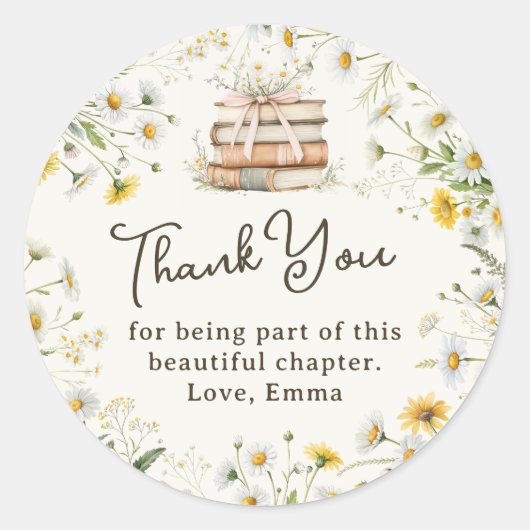 Sticker Rond Faveur de remerciement de fiançailles florale rust (Devant)