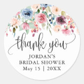 Sticker Rond Faveur de remerciement de fleurs à l'aquarelle (Devant)