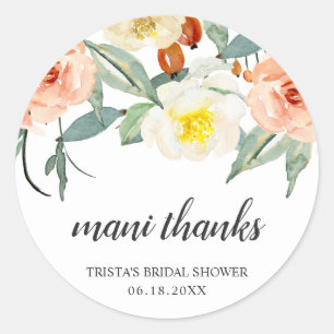 Sticker Rond Faveur de Remerciement de Manucure pour Mariage Fl