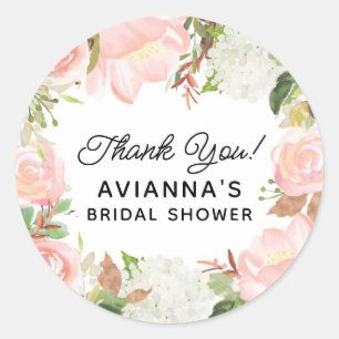 Sticker Rond Faveur de remerciement de mariage floral rose