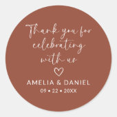 Sticker Rond Faveur de remerciement en terre cuite pour célébre (Devant)
