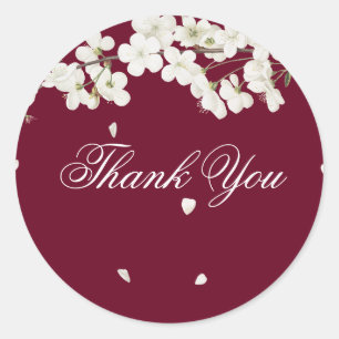 Sticker Rond Faveur de remerciement floral de bourgeon blanc de