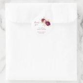 Sticker Rond Faveur de remerciement floral or Bourgogne (Sac)