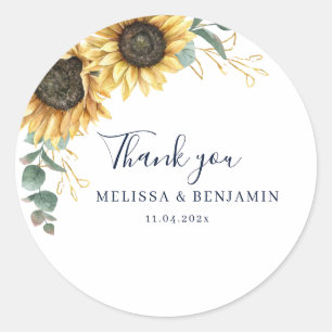 Sticker Rond Faveur de remerciement florale d'eucalyptus tourne