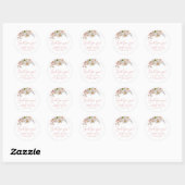 Sticker Rond Faveur de remerciement florale rose aquarelle (Feuille)