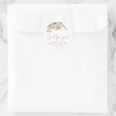 Sticker Rond Faveur de remerciement florale rose aquarelle (Sac)