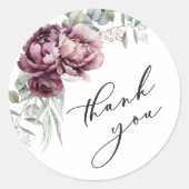 Sticker Rond Faveur de remerciement florale rustique de Bourgog (Devant)