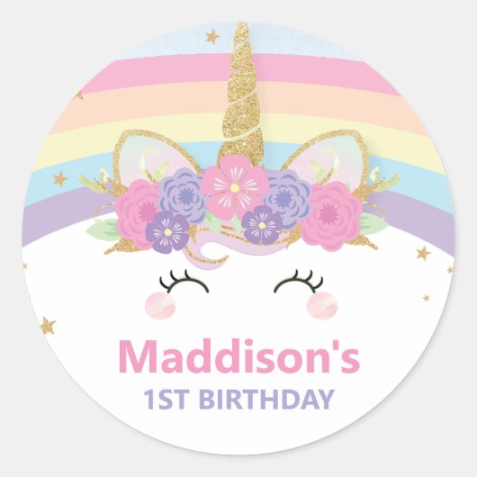 Sticker Rond Faveur de remerciement pour le 1er anniversaire de (Devant)