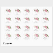 Sticker Rond Faveur de salle de bain de mariage floral rose rus (Feuille)