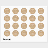 Sticker Rond Faveur de script élégant Kraft rustique (Feuille)