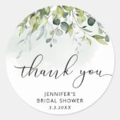 Sticker Rond Faveur de shower de mariée Eucalyptus (Devant)