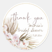 Sticker Rond Faveur d'orchidée rose florale séchée Boho  (Devant)