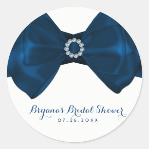 Sticker Rond Faveur élégante de shower de mariage Blue Ribbon &