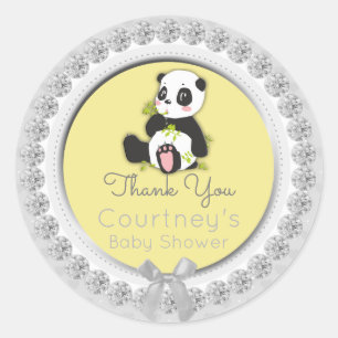 Sticker Rond Faveur grise de Merci de jaune de baby shower