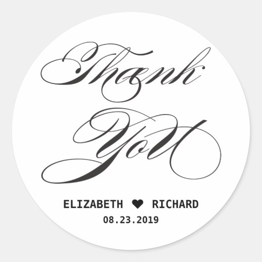 Sticker Rond Faveur noir blanc Merci (Devant)