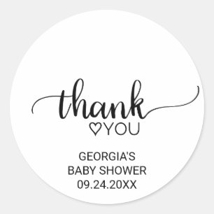 Sticker Rond Faveur noire et blanche simple de Merci de