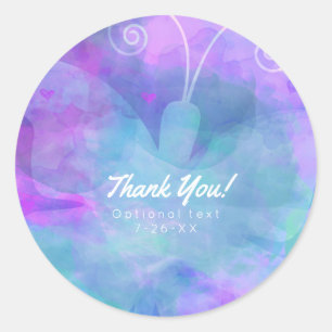 Sticker Rond Faveur personnalisée de fête papillon aquarelle pa