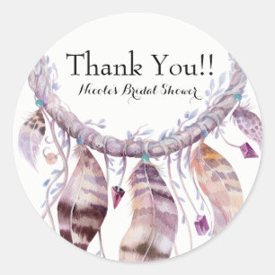 Sticker Rond Faveur rêveuse de receveur de plumes de Bohème