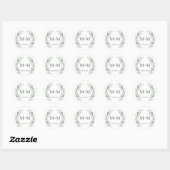 Sticker Rond Faveur verte chic et rustique de mariage de (Feuille)