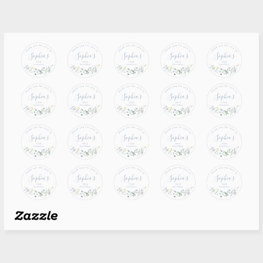 Sticker Rond Faveurs d'anniversaire Bohème Rustique Fleur Sauva (Feuille)