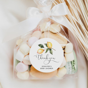 Sticker Rond Faveurs de baby shower au citron aquarelle