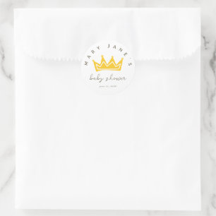 Sticker Rond Faveurs de Baby Shower Couronne de Petite Princess