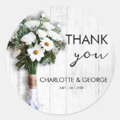 Sticker Rond Faveurs de bouquet de mariage floral blanc (Devant)