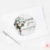 Sticker Rond Faveurs de bouquet de mariage floral blanc (Enveloppe)