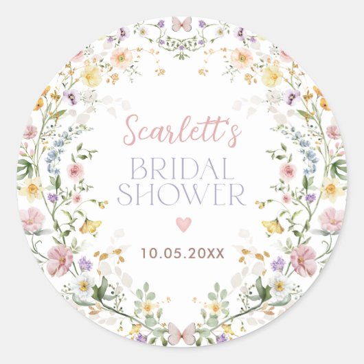 Sticker Rond Faveurs de douche nuptiale de prairie de fleurs sa (Devant)