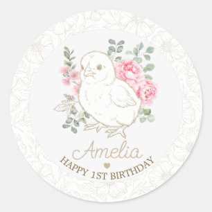 Sticker Rond Faveurs de fête d'anniversaire sur le thème Sweet