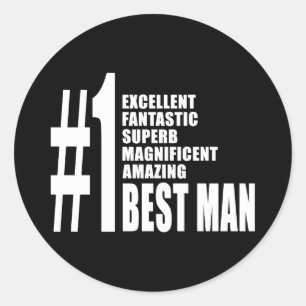 Sticker Rond Faveurs de mariage cool : Numéro Un Meilleur Homme