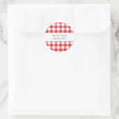 Sticker Rond Faveurs de mariage des motifs en vichy rouges (Sac)