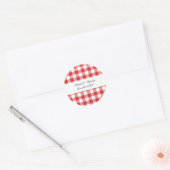 Sticker Rond Faveurs de mariage des motifs en vichy rouges (Enveloppe)