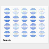 Sticker Rond Faveurs de mariage en vichy motif bleu (Feuille)