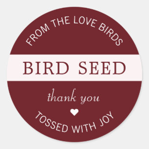 Sticker Rond Faveurs de mariage Lancer de graines d'oiseaux de