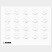 Sticker Rond Faveurs de naissance rustiques boho bleu poussiére (Feuille)
