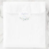 Sticker Rond Faveurs de naissance rustiques boho bleu poussiére (Sac)