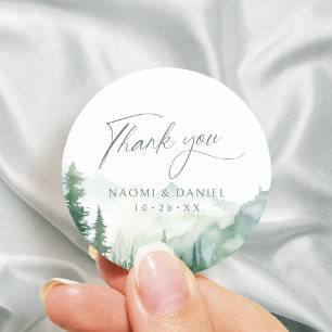 Sticker Rond Faveurs de remerciement de forêt de bois de couleu