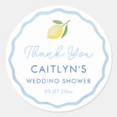 Sticker Rond Favor Boho Vague Citron Lemon Mariage Fête (Devant)