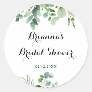 Sticker Rond Favor de douche de mariage Feuillage de Eucalyptus