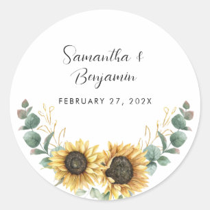 Sticker Rond Favor de mariage Eucalyptus Tournesol