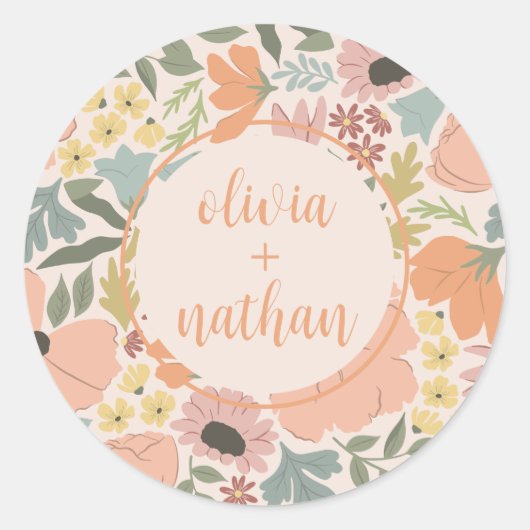 Sticker Rond Favor personnalisé pour Baby Shower Floral  (Devant)