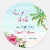 Sticker Rond Favori de douche de mariée tropicale de plage d'ét (Devant)