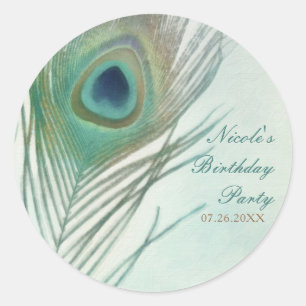 Sticker Rond Favori de fête à l'aquarelle Bohème chic plume de